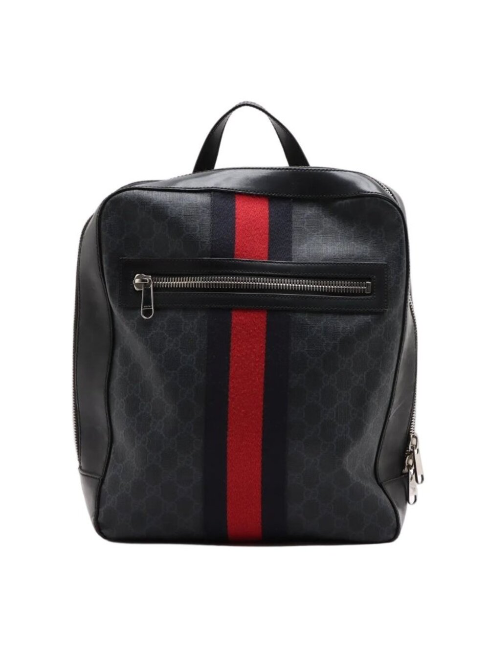 Gucci GG Supreme Sherry Line Leather Backpack Black - Picture 1 of 12